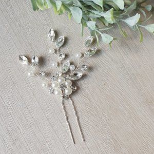 Pearl Hair Pin Wedding Hair Accessories Pearl and Rhinestone Hair Accessories